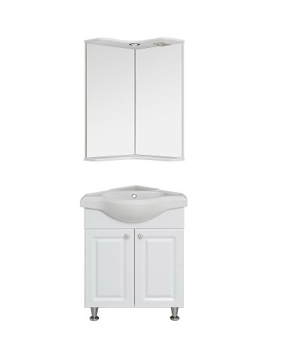 Зеркало Runo Классик 65 УТ000004163 угловое с подсветкой Белое