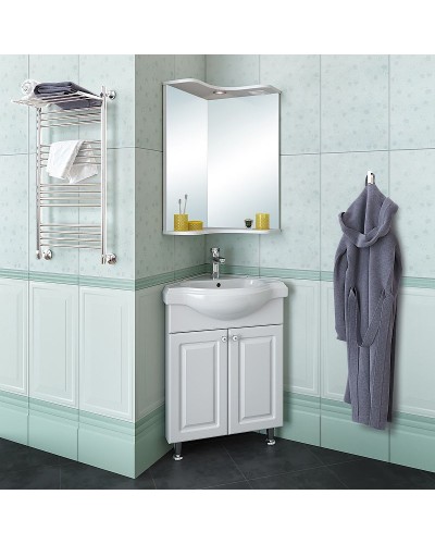 Зеркало Runo Классик 65 УТ000004163 угловое с подсветкой Белое