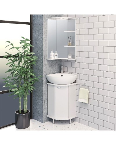 Зеркало Runo Браво 40 00000000949 угловое с подсветкой Белое