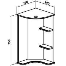 Зеркало Runo Браво 40 00000000949 угловое с подсветкой Белое