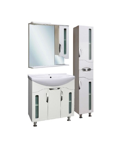 Зеркало со шкафом Runo Толедо 75 R 00000001041 с подсветкой Белое