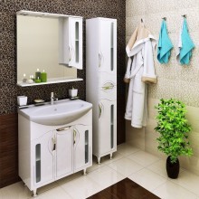 Зеркало со шкафом Runo Толедо 75 R 00000001041 с подсветкой Белое