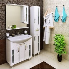 Зеркало со шкафом Runo Толедо 75 R 00000001041 с подсветкой Белое