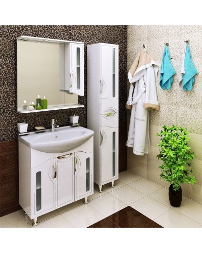 Зеркало со шкафом Runo Толедо 75 R 00000001041 с подсветкой Белое