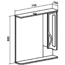 Зеркало со шкафом Runo Толедо 75 R 00000001041 с подсветкой Белое