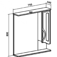 Зеркало со шкафом Runo Толедо 75 R 00000001041 с подсветкой Белое