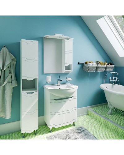 Зеркало со шкафом Runo Стиль 65 R УТ000002339 с подсветкой Белое