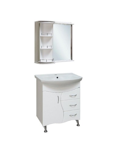 Зеркало со шкафом Runo Секрет 65 L 00000000580 с подсветкой Белое