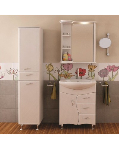 Зеркало со шкафом Runo Секрет 65 L 00000000580 с подсветкой Белое