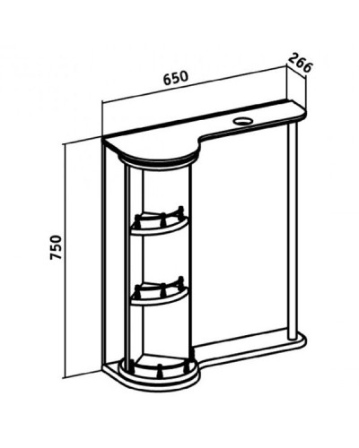 Зеркало со шкафом Runo Секрет 65 L 00000000580 с подсветкой Белое