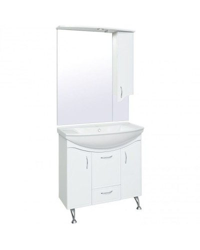 Зеркало со шкафом Runo Севилья 85 R 00000000595 с подсветкой Белое