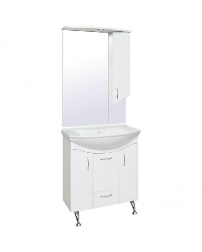 Зеркало со шкафом Runo Севилья 75 R 00000000002 с подсветкой Белое