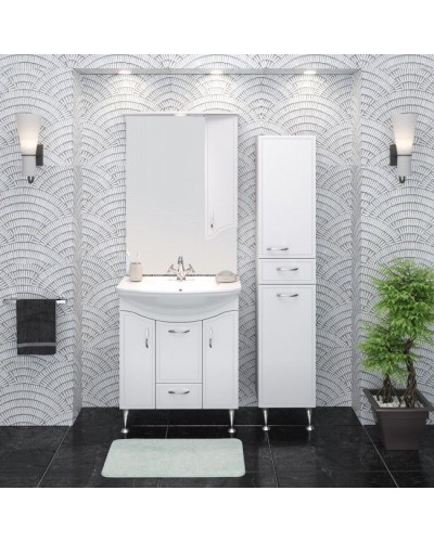 Зеркало со шкафом Runo Севилья 75 R 00000000002 с подсветкой Белое