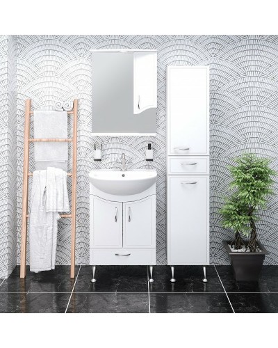 Зеркало со шкафом Runo Севилья 60 R 00000000790 с подсветкой Белое