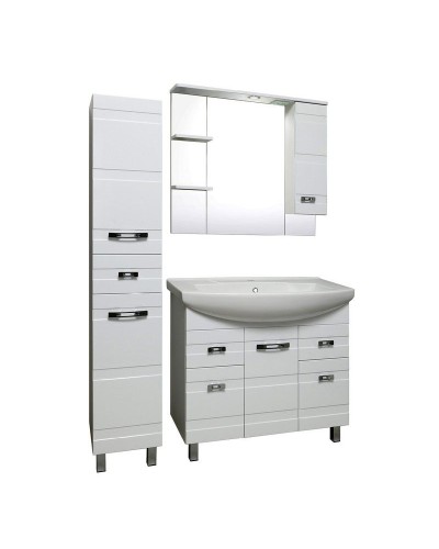 Зеркало со шкафом Runo Турин 85 R УТ000002105 с подсветкой Белое