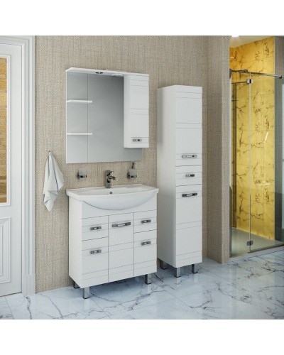 Зеркало со шкафом Runo Турин 85 R УТ000002105 с подсветкой Белое