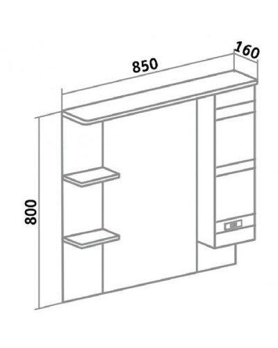 Зеркало со шкафом Runo Турин 85 R УТ000002105 с подсветкой Белое