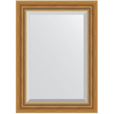 Зеркало Evoform Exclusive 73х53 BY 3379 с фацетом в багетной раме - Состаренное золото с плетением 70 мм