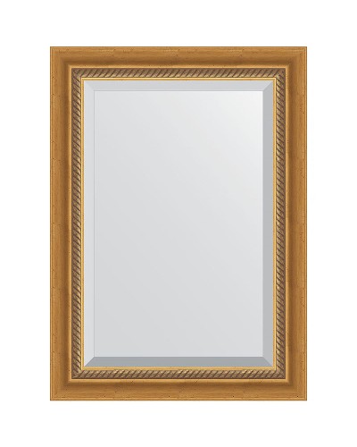 Зеркало Evoform Exclusive 73х53 BY 3379 с фацетом в багетной раме - Состаренное золото с плетением 70 мм