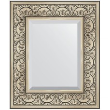 Зеркало Evoform Exclusive 60х50 BY 3372 с фацетом в багетной раме - Барокко серебро 106 мм
