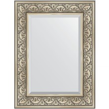 Зеркало Evoform Exclusive 80х60 BY 3398 с фацетом в багетной раме - Барокко серебро 106 мм