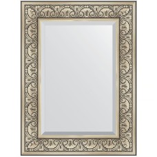 Зеркало Evoform Exclusive 80х60 BY 3398 с фацетом в багетной раме - Барокко серебро 106 мм