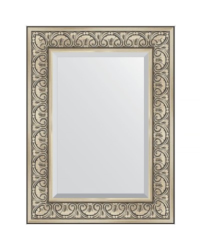 Зеркало Evoform Exclusive 80х60 BY 3398 с фацетом в багетной раме - Барокко серебро 106 мм