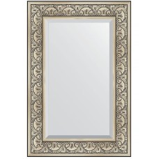 Зеркало Evoform Exclusive 90х60 BY 3424 с фацетом в багетной раме - Барокко серебро 106 мм