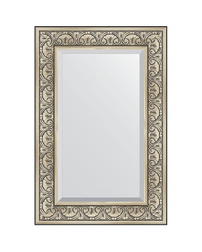 Зеркало Evoform Exclusive 90х60 BY 3424 с фацетом в багетной раме - Барокко серебро 106 мм