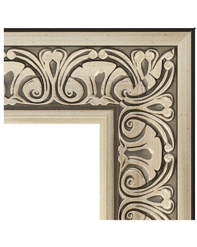 Зеркало Evoform Exclusive 90х60 BY 3424 с фацетом в багетной раме - Барокко серебро 106 мм