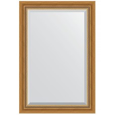 Зеркало Evoform Exclusive 93х63 BY 3431 с фацетом в багетной раме - Состаренное золото с плетением 70 мм
