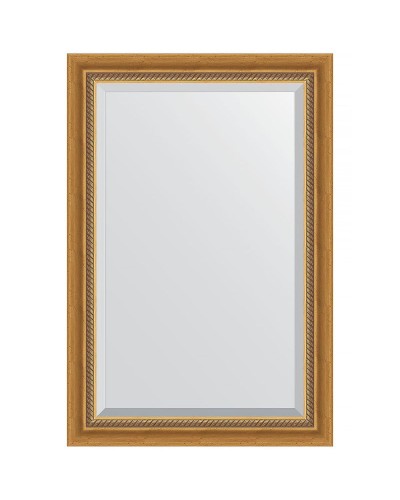 Зеркало Evoform Exclusive 93х63 BY 3431 с фацетом в багетной раме - Состаренное золото с плетением 70 мм