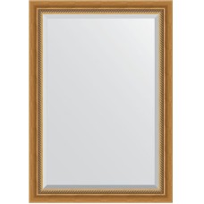 Зеркало Evoform Exclusive 103х73 BY 3457 с фацетом в багетной раме - Состаренное золото с плетением 70 мм