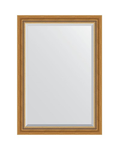 Зеркало Evoform Exclusive 103х73 BY 3457 с фацетом в багетной раме - Состаренное золото с плетением 70 мм