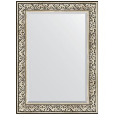 Зеркало Evoform Exclusive 110х80 BY 3476 с фацетом в багетной раме - Барокко серебро 106 мм