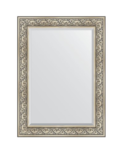 Зеркало Evoform Exclusive 110х80 BY 3476 с фацетом в багетной раме - Барокко серебро 106 мм