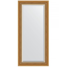 Зеркало Evoform Exclusive 113х53 BY 3483 с фацетом в багетной раме - Состаренное золото с плетением 70 мм