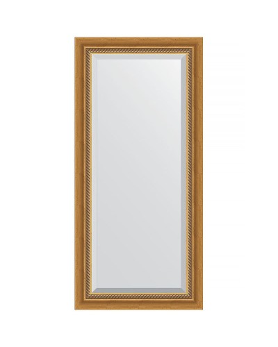 Зеркало Evoform Exclusive 113х53 BY 3483 с фацетом в багетной раме - Состаренное золото с плетением 70 мм