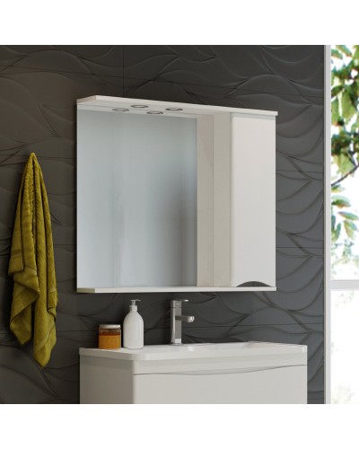 Элвис - 85 Зеркало-шкаф прав. (свет) белая эмаль