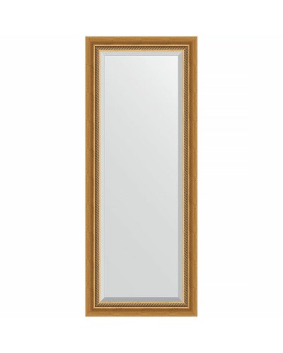 Зеркало Evoform Exclusive 133х53 BY 3509 с фацетом в багетной раме - Состаренное золото с плетением 70 мм