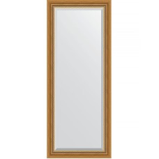 Зеркало Evoform Exclusive 143х58 BY 3535 с фацетом в багетной раме - Состаренное золото с плетением 70 мм