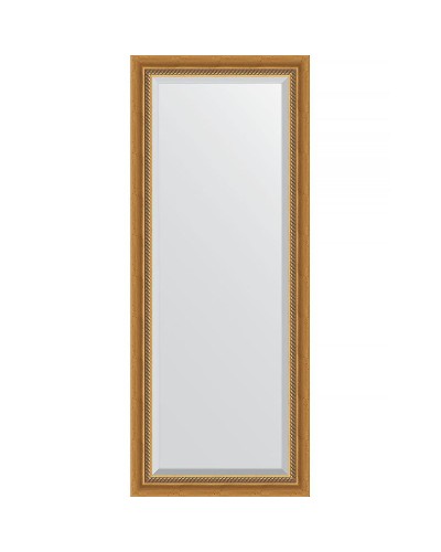 Зеркало Evoform Exclusive 143х58 BY 3535 с фацетом в багетной раме - Состаренное золото с плетением 70 мм