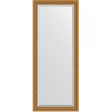 Зеркало Evoform Exclusive 153х63 BY 3561 с фацетом в багетной раме - Состаренное золото с плетением 70 мм