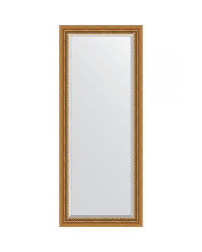 Зеркало Evoform Exclusive 153х63 BY 3561 с фацетом в багетной раме - Состаренное золото с плетением 70 мм