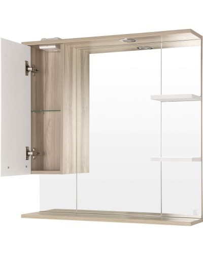 Зеркало со шкафом Style Line Ориноко 80 С с подсветкой Белый Светлое Дерево