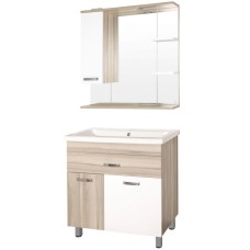 Зеркало со шкафом Style Line Ориноко 80 С с подсветкой Белый Светлое Дерево