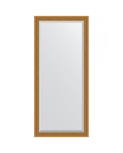 Зеркало Evoform Exclusive 163х73 BY 3587 с фацетом в багетной раме - Состаренное золото с плетением 70 мм