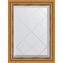 Зеркало Evoform Exclusive-G 71х53 BY 4002 с гравировкой в багетной раме - Состаренное золото с плетением 70 мм