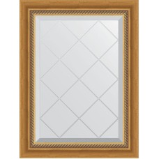 Зеркало Evoform Exclusive-G 71х53 BY 4002 с гравировкой в багетной раме - Состаренное золото с плетением 70 мм