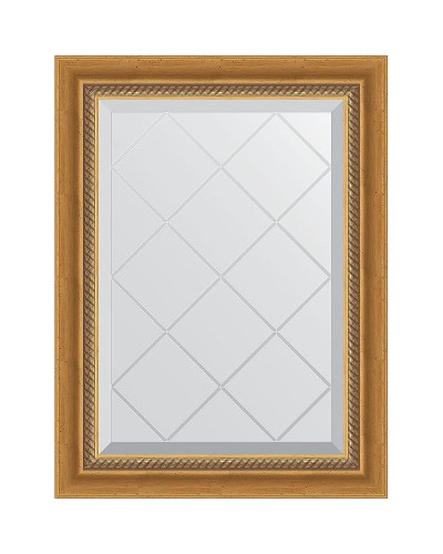 Зеркало Evoform Exclusive-G 71х53 BY 4002 с гравировкой в багетной раме - Состаренное золото с плетением 70 мм